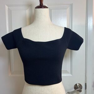Kendall &‎ Kylie Black Ribbed Crop Top
